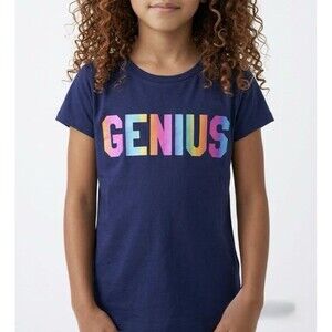 Spotted Zebra Girls Genius Short-Sleeve T-Shirts Crew Neck Top Blue Size M -8
